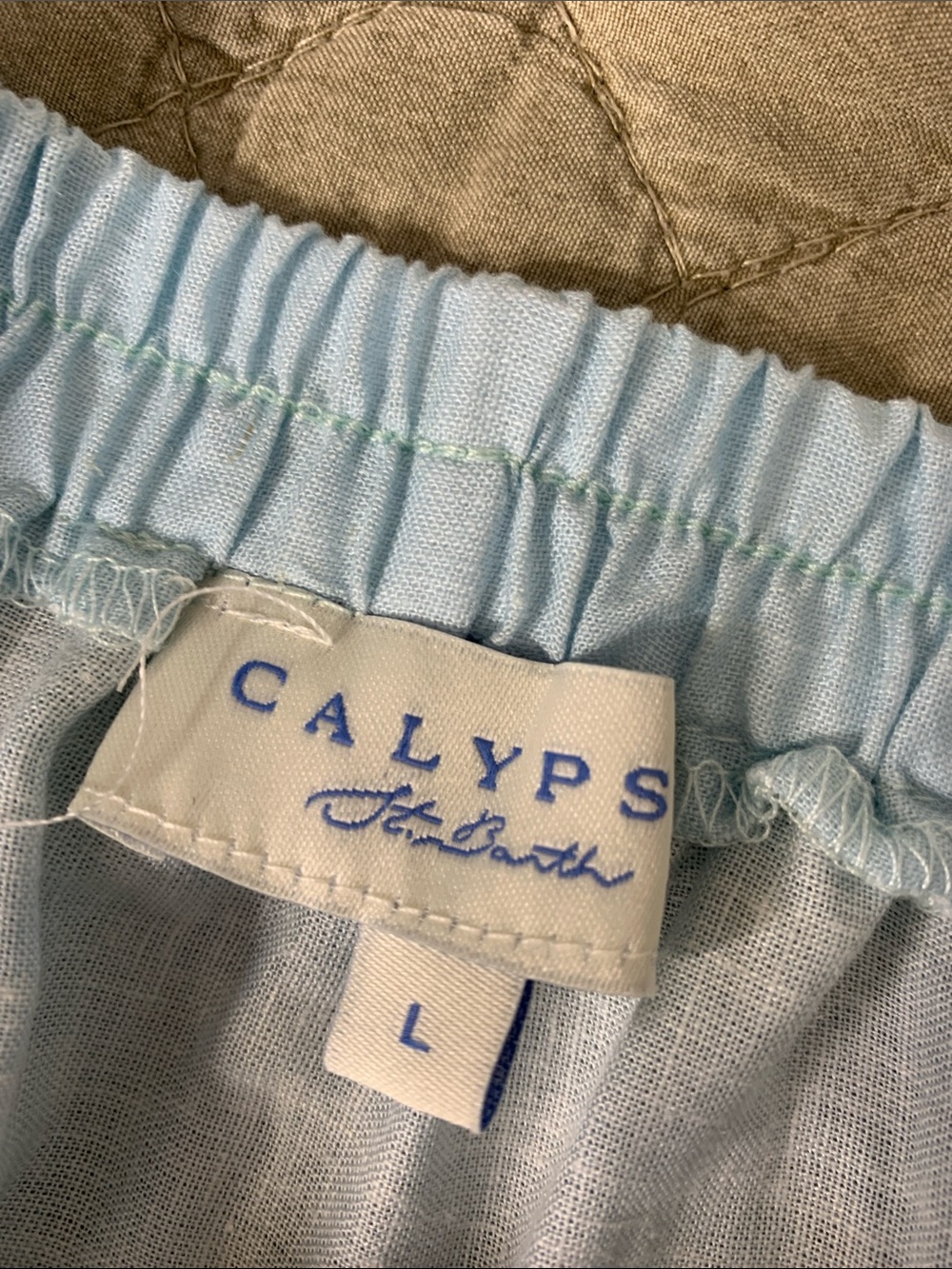 Calypso St. Barth Linen Blend Blue Midi Skirt Tropical Floral resort Beach L - Picture 6 of 10